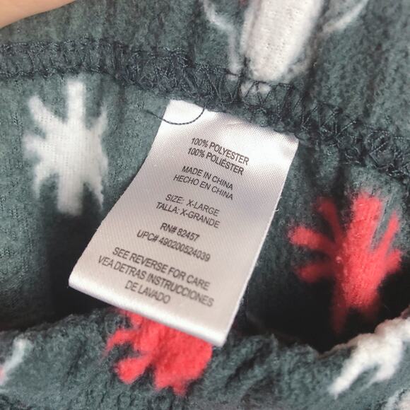 Disney Mickey Mouse Santa Hat Christmas Print Dark Green Jogger Pajama Pants - Picture 5 of 7